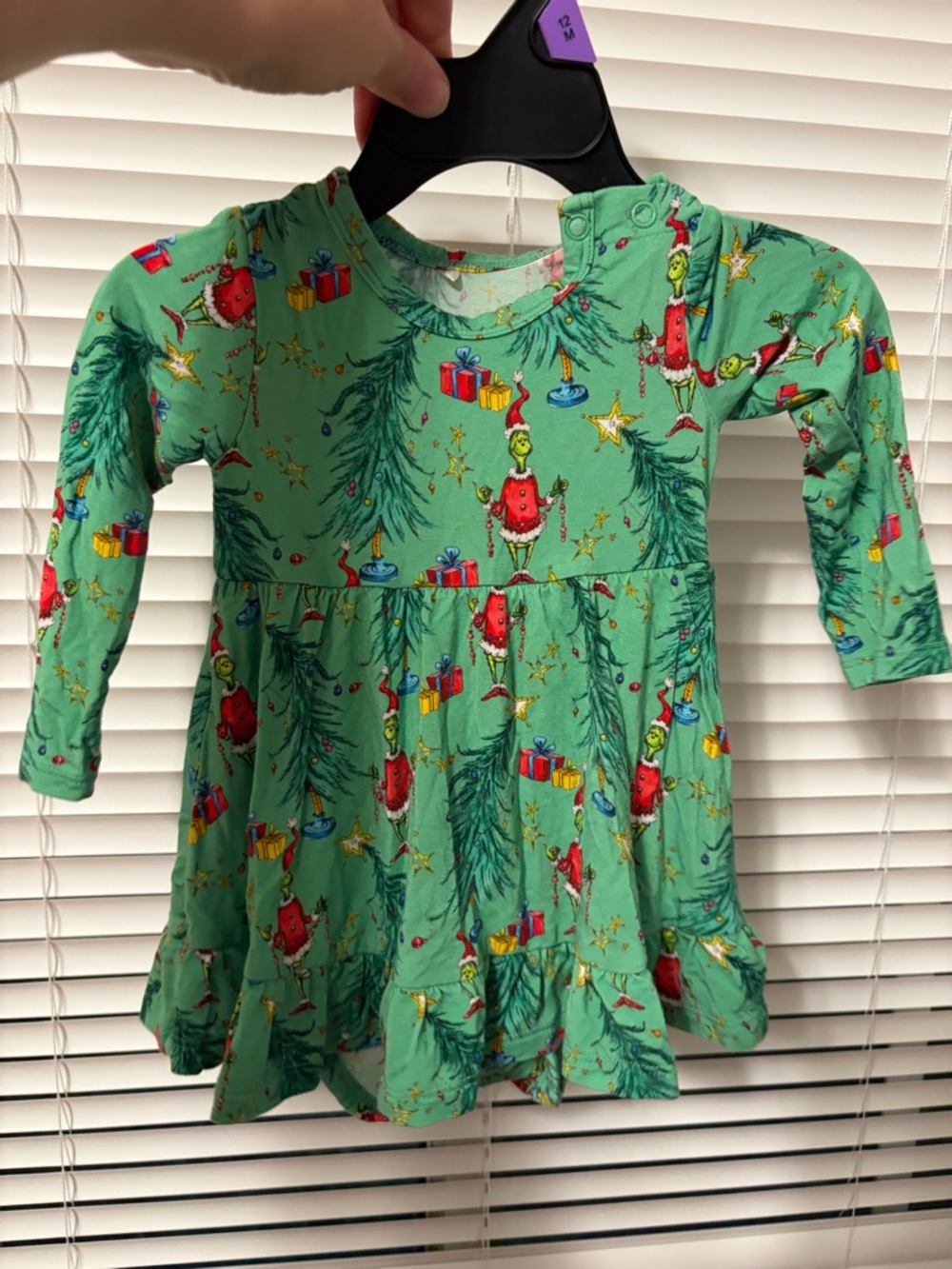 Posh Peanut Dr.Seuss the grinch twirl bodysuit dress 3-6months